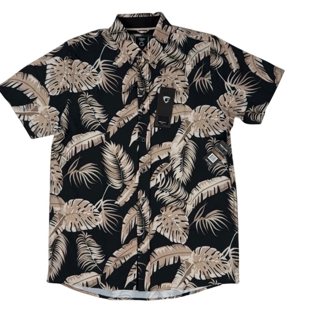 Fried Denim NYC Mens Medium Slim Fit Short Sleeve Black Floral Shirt NWT